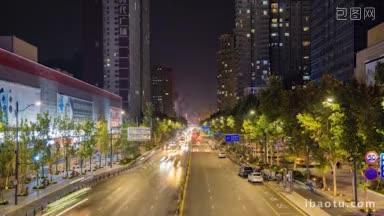 4K城市交通_河南郑州紫荆山路交通夜景延时